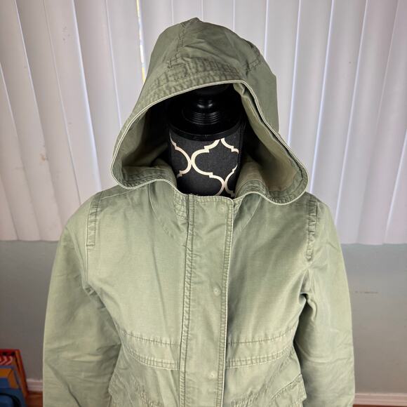 Gap Kids Olive Army Green Hooded Utility Jacket Sz L (10) - Picture 6 of 12